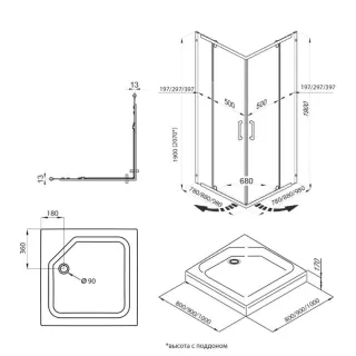 Душевой уголок Triton Каппа Щ0000054221 90x90 см профиль хром стекло прозрачное